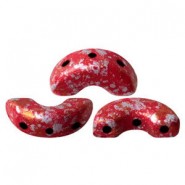 Les perles par Puca® Arcos beads Opaque coral red tweedy 93200/45703